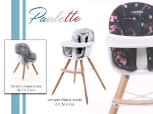 La chaise haute Paulette de Nania fabriquée en France